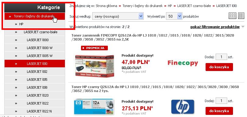 wyszukiwanie produktów w sklepie xeroserwis.pl 2