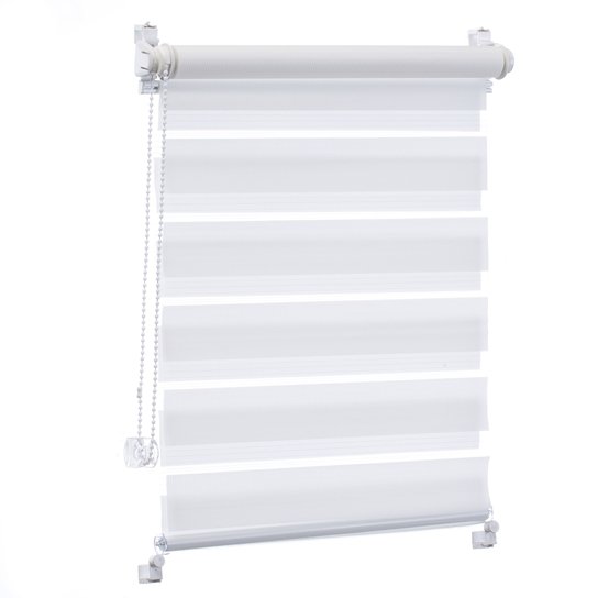 Rolety dzień noc w wersji z prowadzeniem żyłkowym i płytkami do zawieszania pod wywietrznikiem