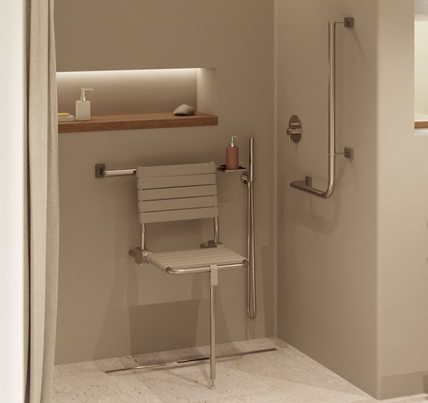 Haltegriff Edelstahl gebürstet 32 mm – barrierefreies Bad – MODULAR