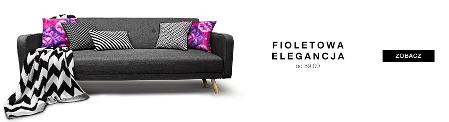 poduszki dekoracyjne fioletowe czarno białe stylizacja