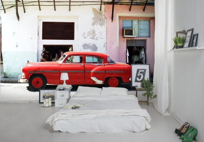 Fototapeta Czerwony Samochód - Kuba