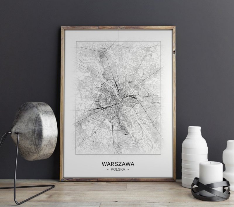 Mapy miast - Plakat Warszawa decoart24.pl