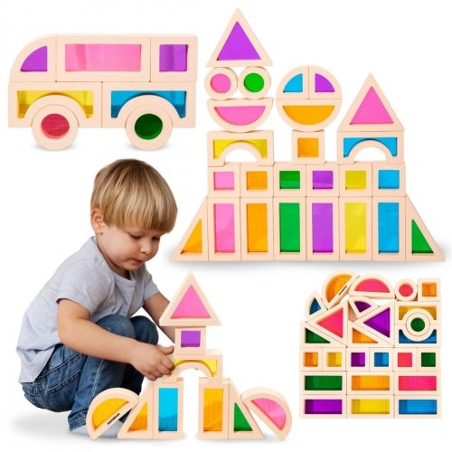 Tęczowe klocki z panelami akrylowymi - 25 elementów