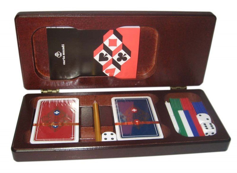 Cartamundi eleganckie pudełko z 2 taliami kart, kościami i żetonami