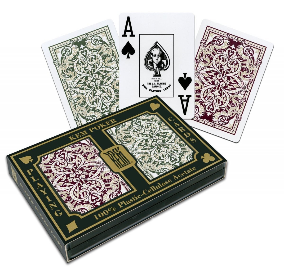 Karty KEM Wide Jumbo Jacquard Burgund/Zieleń