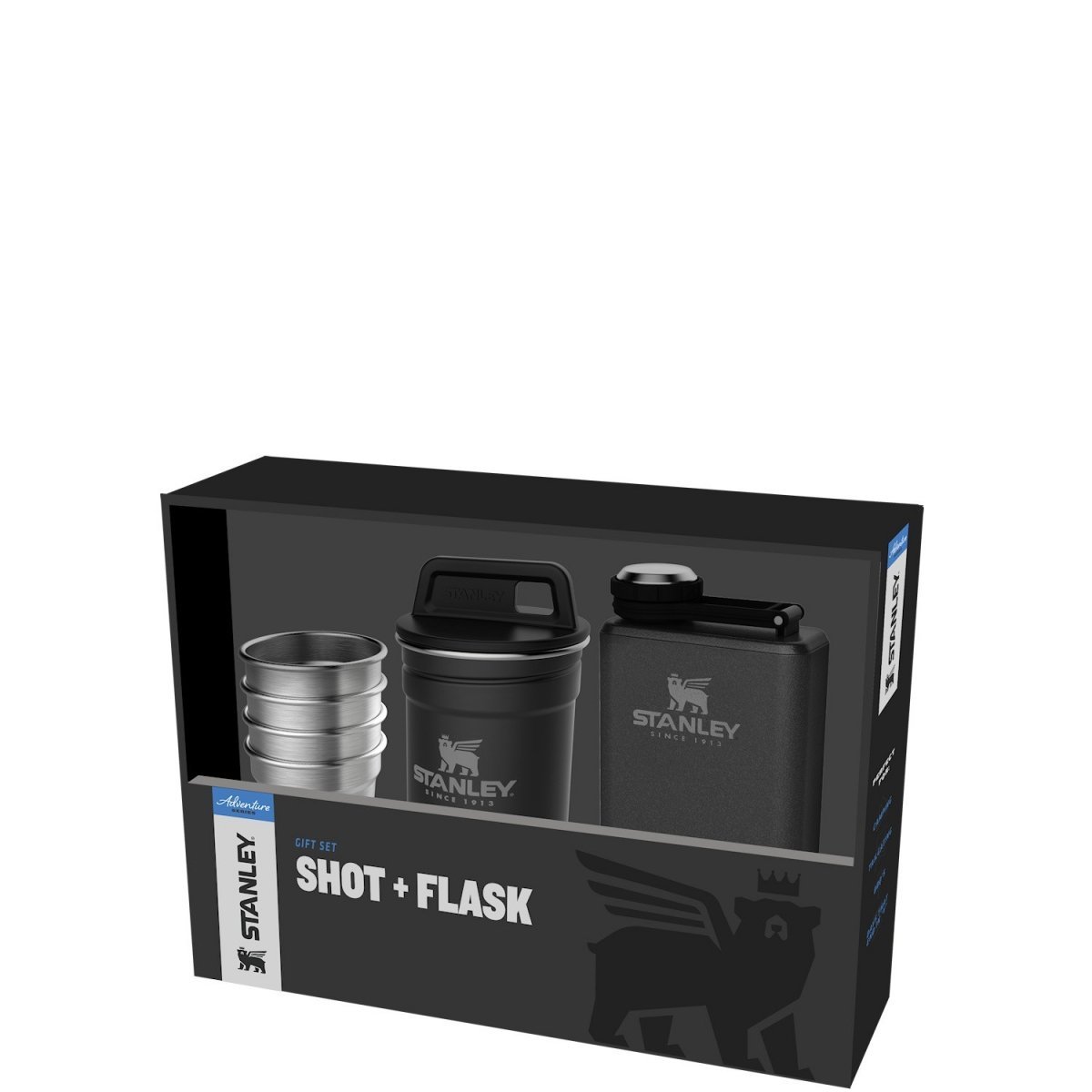 Stanley Piersiówka z 4 Kieliszkami ADVENTURE - Czarny, Zestaw na Prezent