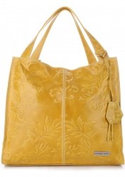 Kožené kabelka shopper bag Vittoria Gotti žlutá V5