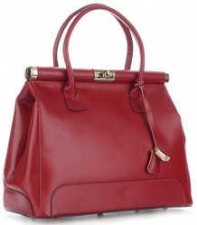 Kožené kabelka kufrík Genuine Leather červená 816(2