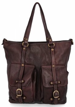 Vittoria Gotti Premium Kožená Taška ve Vintage Stylu Čokoládová