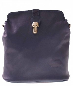 Kožené kabelka listonoška Genuine Leather tmavě modrá 217