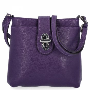 Elegantní kožená italská taška přes rameno 201 tmavě fialová