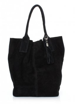 Kožené kabelka shopper bag Genuine Leather černá 801
