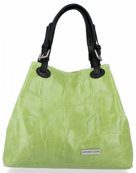 Kožené kabelka shopper bag Vittoria Gotti světle zelená V692754jziel2
