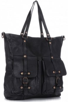 Kožené kabelka shopper bag Vittoria Gotti černá V3650
