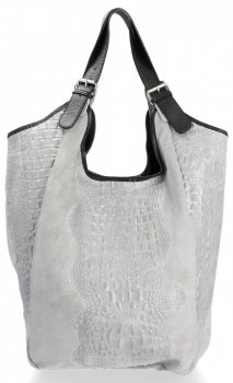 Kožené kabelka shopper bag Vera Pelle světle šedá 9551