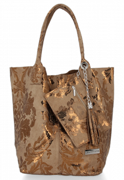 Kožené kabelka shopper bag Vittoria Gotti zemitá V2472