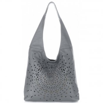 Kožené kabelka shopper bag Vittoria Gotti světle šedá V31