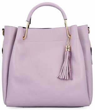 Elegantní Kožená Kabelka Italský Kufřík 5702 Světle Fialová