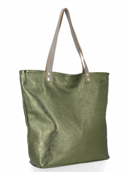 Kožené kabelka shopper bag Vittoria Gotti zelená B24