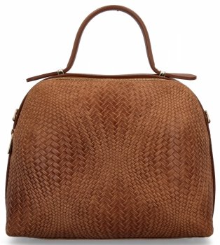 Elegantní Italská Kožená Kabelka se 2 Přihrádkami 5273 Zrzavá