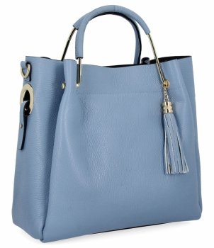 Elegantní Kožená Kabelka Italský Kufřík 5702 Světle Modrá