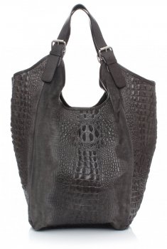 Kožené kabelka shopper bag Vera Pelle šedá 9551