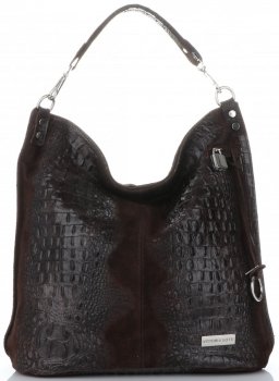 Kožené kabelka shopper bag Vittoria Gotti čokoládová V898