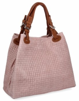 Kožené kabelka shopper bag Vittoria Gotti pudrová růžová 2269-Jpro