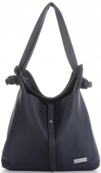 Kožené kabelka shopper bag Vittoria Gotti tmavě modrá V5701