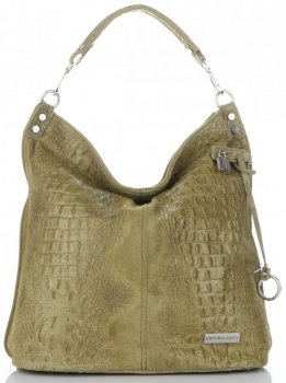 Kožené kabelka shopper bag Vittoria Gotti zelená V898