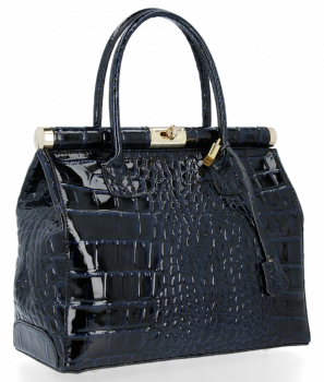 Kožené kabelka kufřík Vittoria Gotti tmavě modrá V9113