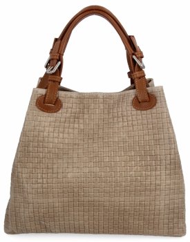 Kožené kabelka shopper bag Vittoria Gotti tmavě béžová 2269-Jcbe