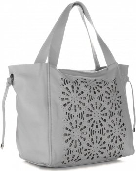 Kožené kabelka shopper bag Genuine Leather světle šedá 5157