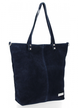 Kožené kabelka shopper bag Vittoria Gotti tmavě modrá VG41