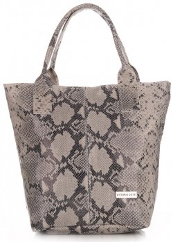 Kožené kabelka shopper bag Vittoria Gotti šedá V15