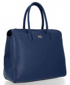 Kožené kabelka kufřík Vittoria Gotti tmavě modrá V2392
