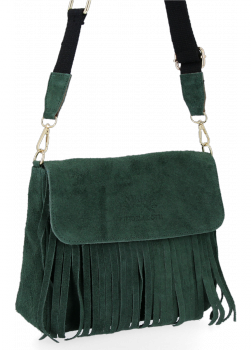 Kožené kabelka listonoška Vittoria Gotti lahvově zelená DB52
