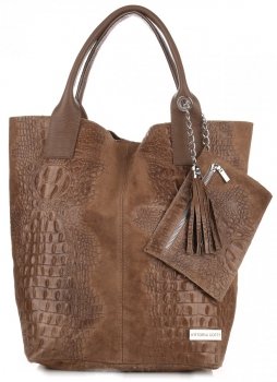Kožené kabelka shopper bag Vittoria Gotti zemitá V877