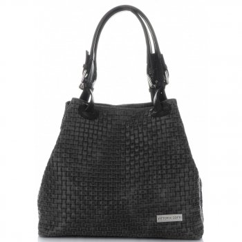 Kožené kabelka shopper bag Vittoria Gotti grafitová V80047
