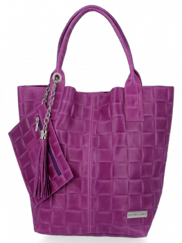 Kožené kabelka shopper bag Vittoria Gotti fialová B22