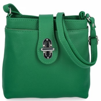 Kožené kabelka listonoška Vittoria Gotti světle zelená 201