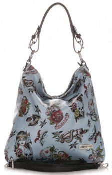 Bőr táska shopper bag Vittoria Gotti égszínkék V45