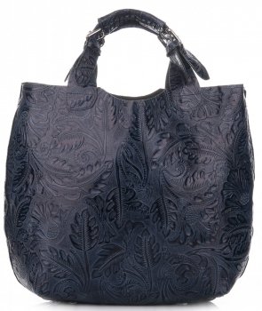 Bőr táska shopper bag Genuine Leather kék K216