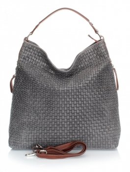 Bőr táska univerzális Genuine Leather szürke 15