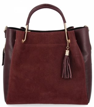 Elegáns bőr táska olasz kufár kozmetikai táskával 5702 bordó