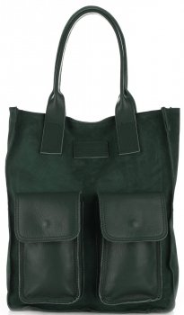 Bőr táska shopper bag Vittoria Gotti palackzöld V27A