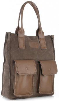 Bőr táska shopper bag Vittoria Gotti földszínű V27A