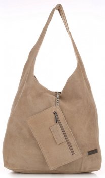 Bőr táska shopper bag Vittoria Gotti bézs V8802
