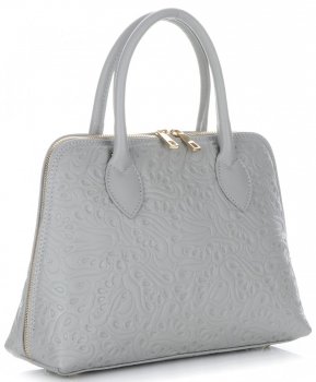 Bőr táska kuffer Genuine Leather világosszürke 80032