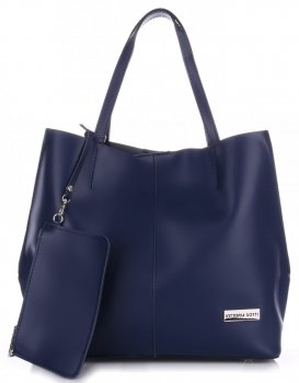 Bőr táska shopper bag Vittoria Gotti tengerkék V8